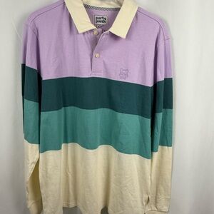 Party Pants Colorblock Rugby Polo – Lavender & Teal Long Sleeve (Unisex)